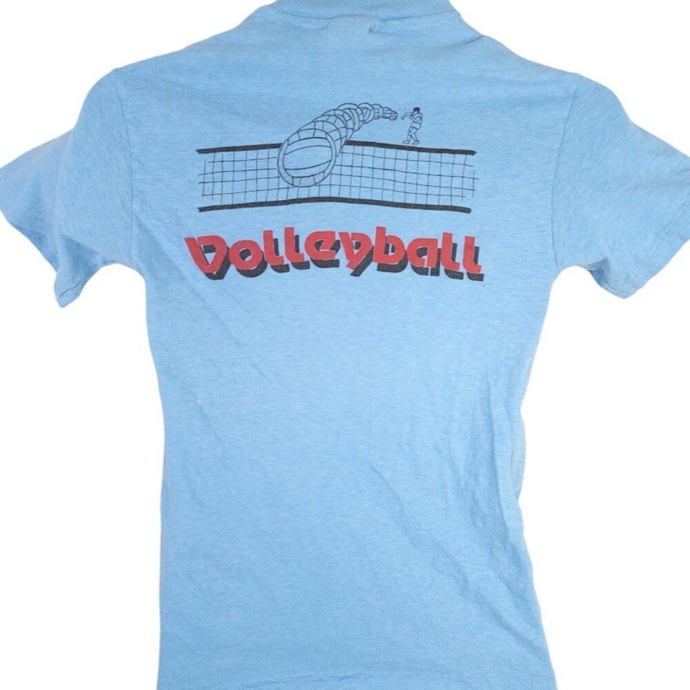 Vintage Colorado Christian Volleyball T Shirt Mens Size Small Blue 80s USA
